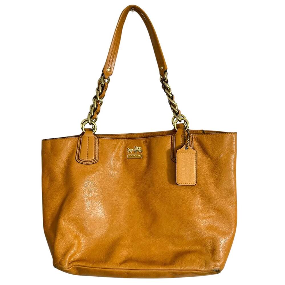 Coach Madison Chain Tote K1294-20466 Tan Camel Leather